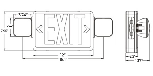 Universal Red and Green LED Exit Light Combo | Customizable | 180° Adjustable Dimensions
