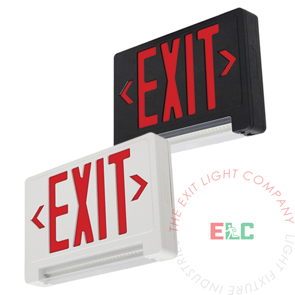 The Exit Light Co. - Ultra Bright Red Exit Sign w/ Emergency LED Light Bar Combo