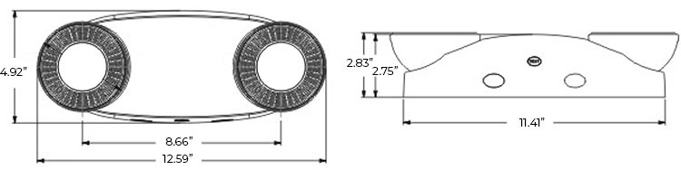 High Output LED Emergency Light | 650 Lumen LED | 67 FT Spacing Dimensions