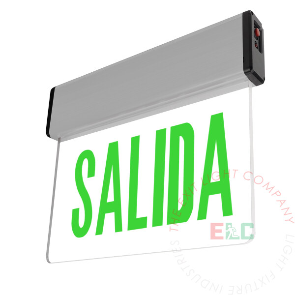 SALIDA Aluminum Edge Lit Green LED Exit Sign | Surface Mount