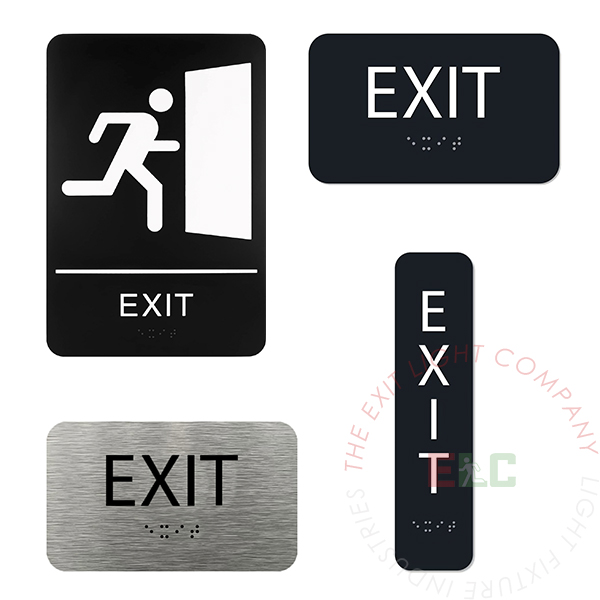 The Exit Light Co. - ADA Braille Sign | Rigid | Black or Brushed Aluminum | EXIT