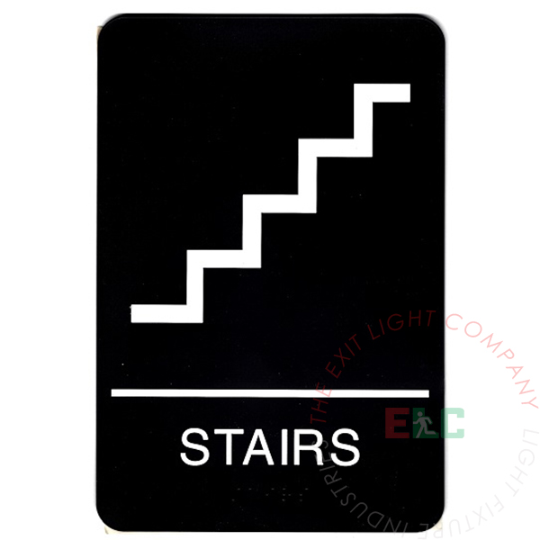 ADA Braille Sign | Rigid Plastic | Black | STAIRS
