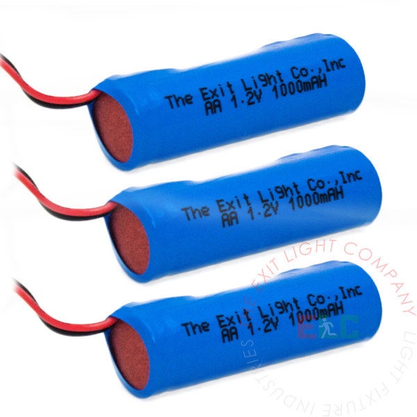 The Exit Light Co. - Battery AA NiCad 1.2V 1000mAH (3 Per Pack)