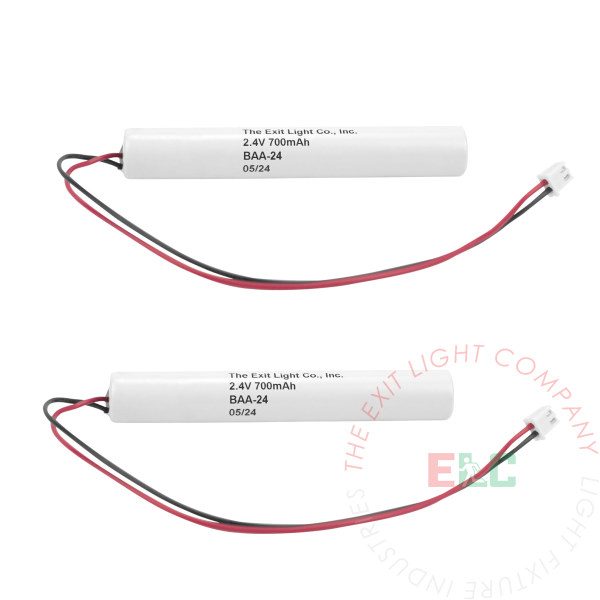 The Exit Light Co. - Battery AA NiCad 2.4V 700mAh (2 Per Pack)