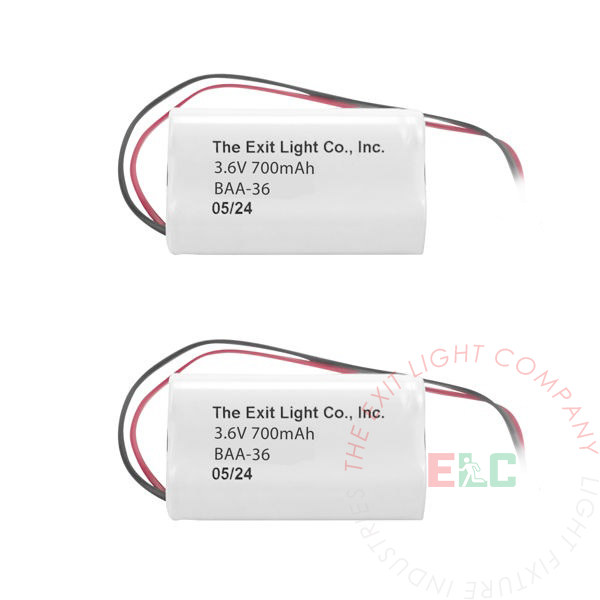 The Exit Light Co. - Battery AA NiCad 3.6V 700mAh - 1x3 Triangle (2 Per Pack)