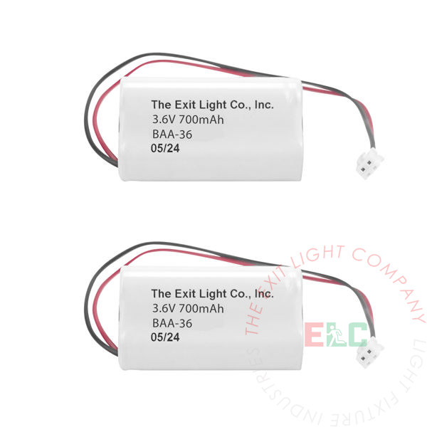 The Exit Light Co. - Battery AA NiCad 3.6V 700mAh - 1x3 Triangle (2 Per Pack)
