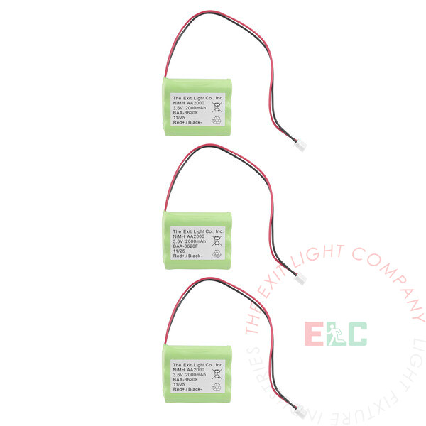 The Exit Light Co. - NiMH Battery | AA  3.6V, 2000mAh - 1x3 Flat | 3 Pack