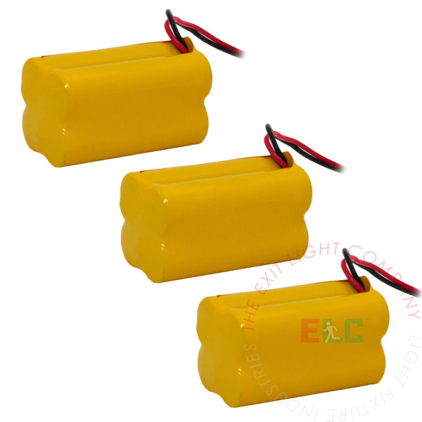 The Exit Light Co. - Battery AA NiCad 4.8V 900mAh - 2x2 Square (3 Per Pack)