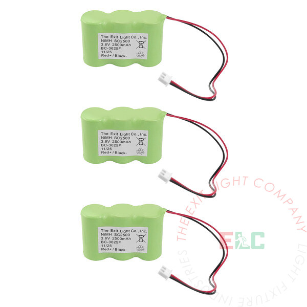 NiMH Battery | AA  3.6V, 2500mAh - 1x3 Flat | 3 Pack