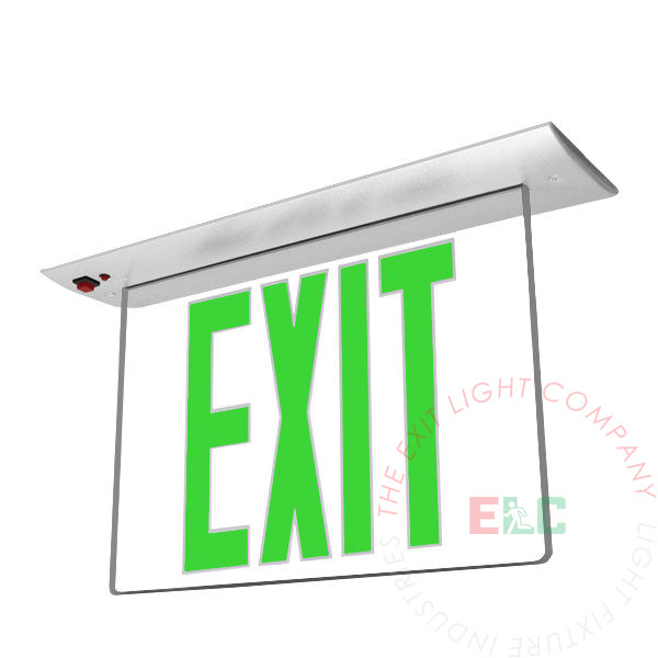 Edge Lit Green LED Exit Sign | Recessed Ceiling | Special Operation Types