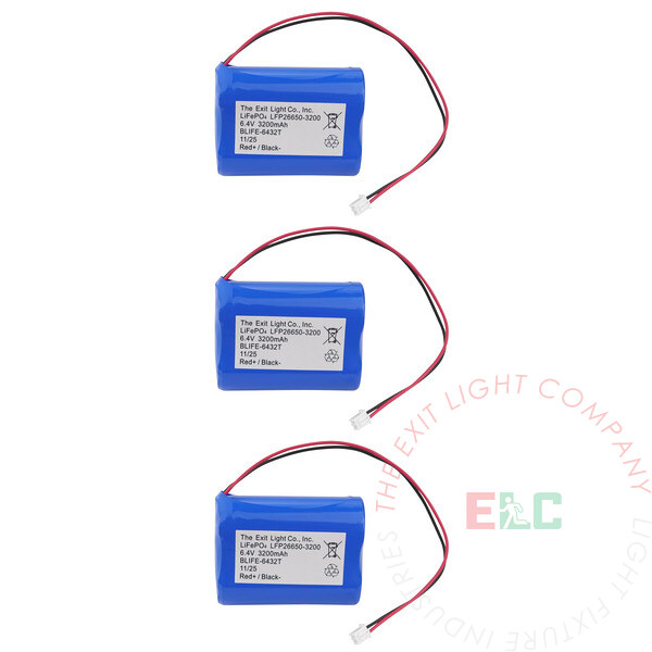 LiFePO4 Battery | 6.4V 3200mAh 1x2 Inline| 3 Pack