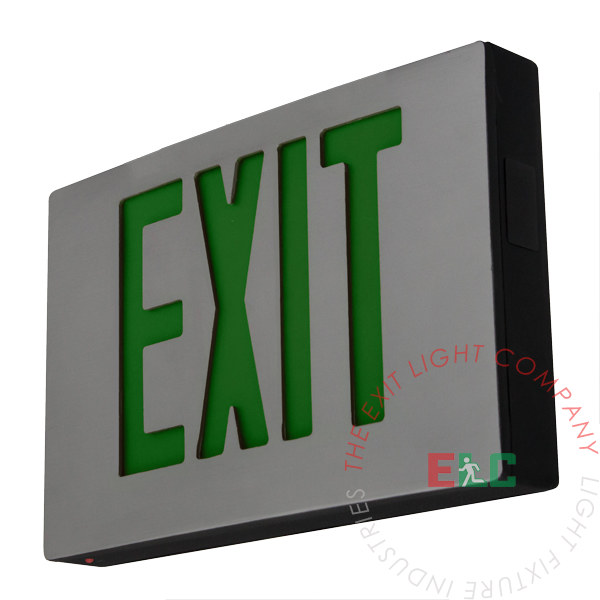 Cast Aluminum Green LED Exit Sign