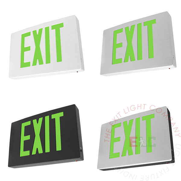 Cast Aluminum Green LED Exit Sign