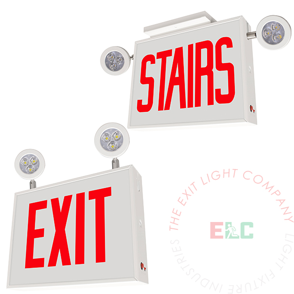 Red LED Chicago Approved Combo Exit Sign | Adjustable Lamp Heads