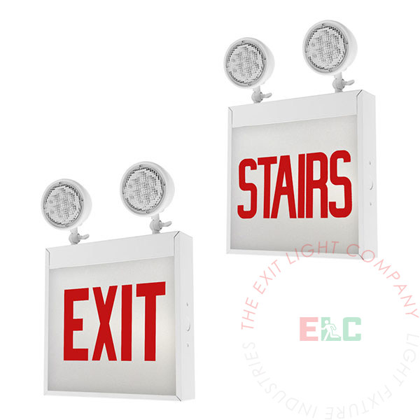 Red LED Chicago Approved Combo Exit Sign | Adjustable Lamp Heads
