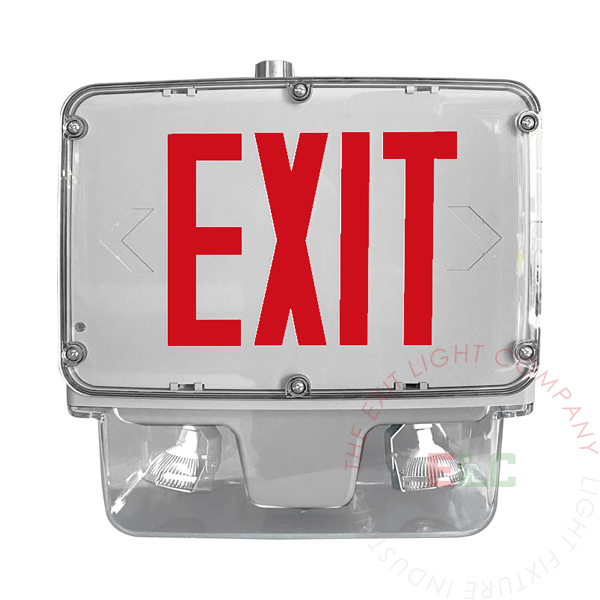 Hazardous Location Rated Red LED Combo Exit Sign | Class 1 Division 2 | Adjustable Head Lamps