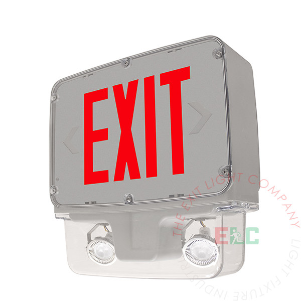 Hazardous Location Rated Red LED Combo Exit Light | Class 1 Division 2 | Adjustable Head Lamps