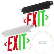 Edge Lit Universal Red/Green LED Combo Exit Sign | Adjustable Angle | Wall, Ceiling, and Side Mount