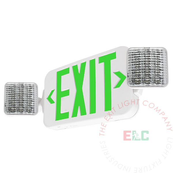 The Exit Light Co. - Standard Green LED Exit Light Combo | 180° Adjustable Head