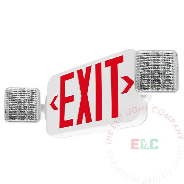 The Exit Light Co. - Standard Red LED Exit Light Combo | 180° Adjustable Head