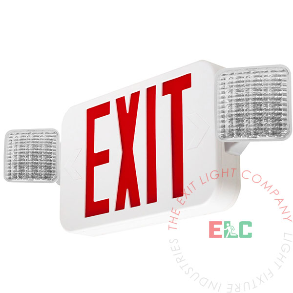 Standard Red LED Exit Light Combo | 180° Adjustable Head