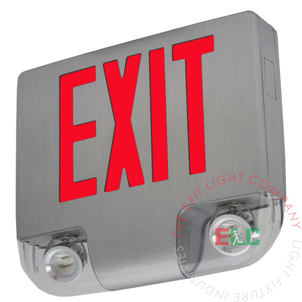 High End Cast Aluminum Red Exit Sign with Emergency Lights