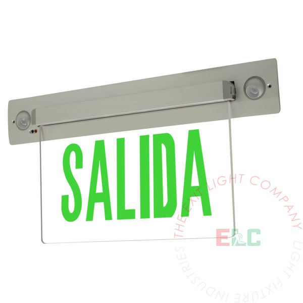The Exit Light Co. - Salida Combo Edge Lit LED Exit Sign | Recessed - Ceiling and Wall Mount | Adjustable LED Lamps