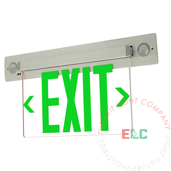 Combo Edge Lit LED Exit Sign | Recessed - Ceiling and Wall Mount | Adjustable LED Lamps
