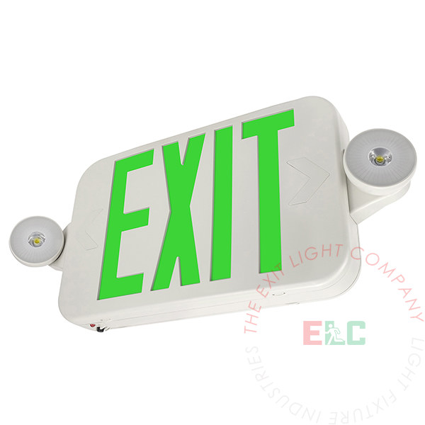 Micro Green LED Exit Light Combo | Adjustable Heads