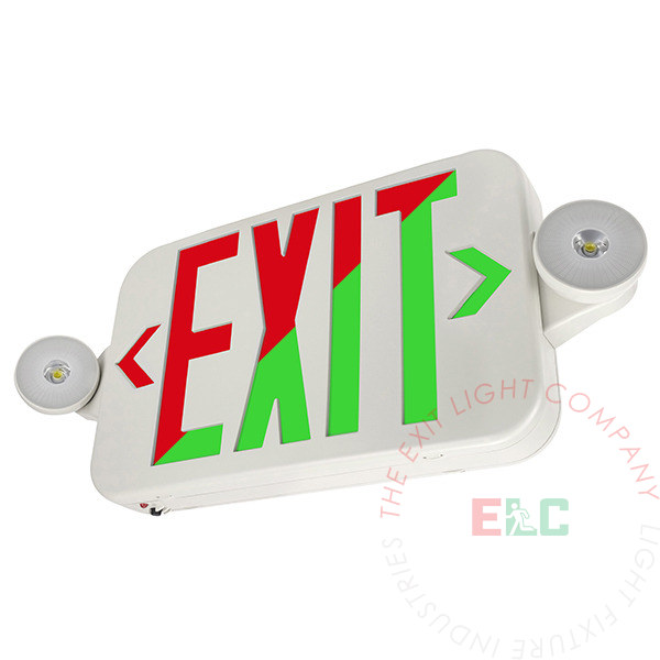 Micro Design Universal Red and Green Exit Light Combo | Adjustable Lamp Heads
