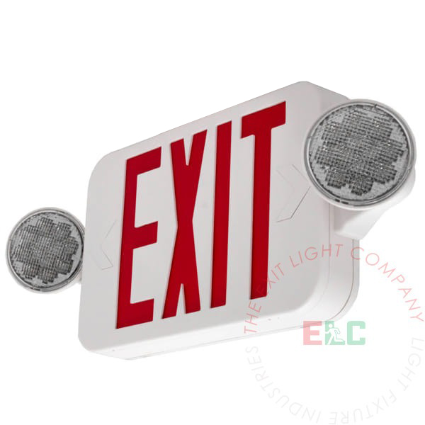 Compact Red LED Exit Light Combo | High Output | Adjustable Heads
