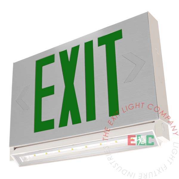 Thin Green LED Cast Aluminum Combo Exit Sign | Infrared Remote Testing