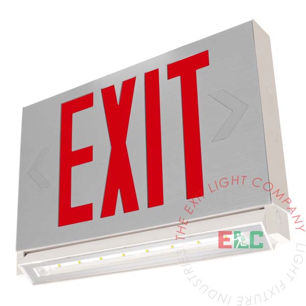 Thin Red LED Cast Aluminum Combo Exit Sign| Infrared Remote Testing