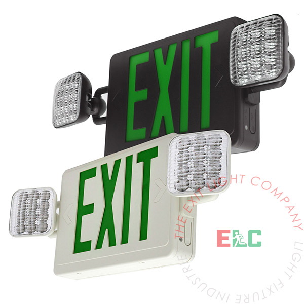Large Green LED Exit Light Combo | Customizable | 180° Adjustable