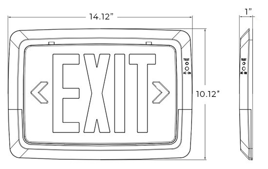 Low Level All LED Exit Light Combo Dimensions