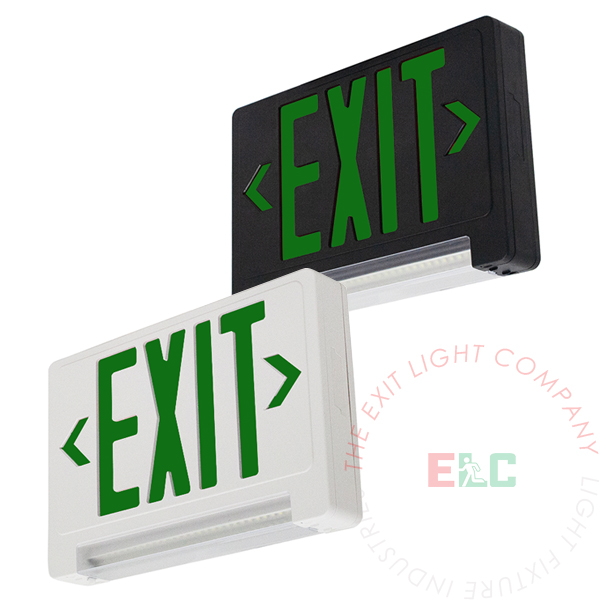 Ultra Bright Green Exit Sign w/ Emergency LED Light Bar Combo