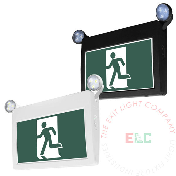 Canada Approved LED Running Man Combo Exit Sign | Interchangeable Pictogram | Adjustable Lamp Heads