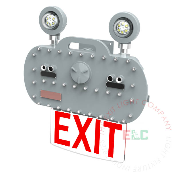 Red LED Explosion Proof Combo Emergency Exit Light | Class I Division 1 | Adjustable Lamp Heads