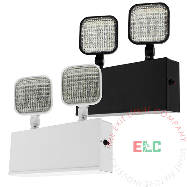The Exit Light Co. - Steel Housing LED  Emergency Light | Compact Square | Remote Head Capable
