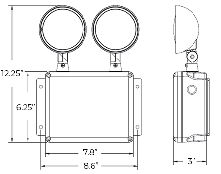 LED Weatherproof Emergency Light Dimensions