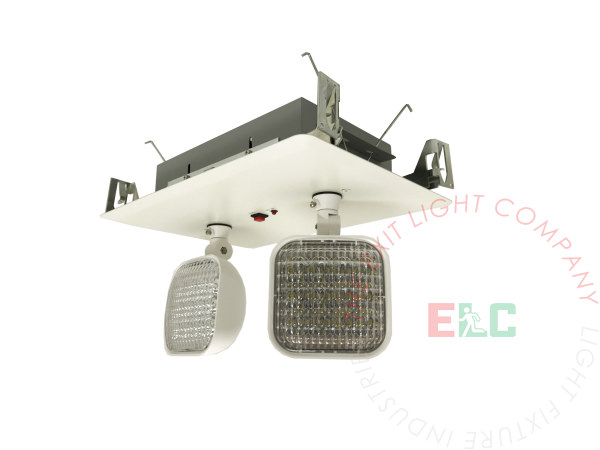 The Exit Light Co. - Steel Recessed LED Emergency Light | 2 Head | Remote Capable