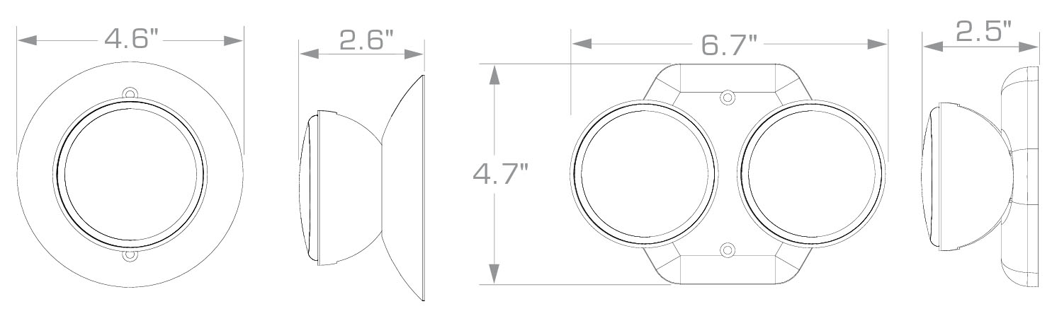 LED Remote Head | Single or Double | 3 Volt Dimensions