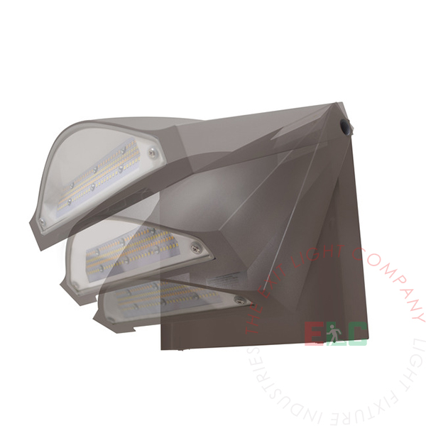 Compact Architectural LED Wall Pack Adjustable 90° Lens | 3K - 7K Lumen | Fixture & Battery Backup