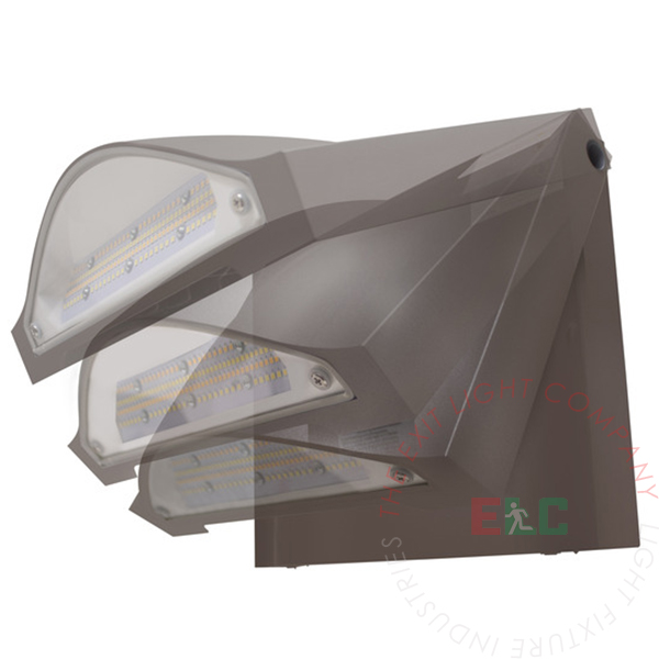 Standard Architectural LED Wall Pack Adjustable 90° Lens | 9K/13K Lumen | Fixture & Battery Backup