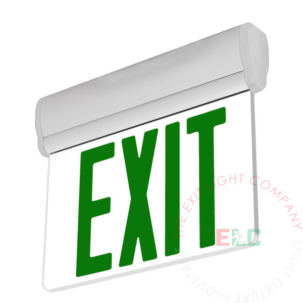 Edge Lit Green LED Exit Sign | Surface Mount | Adjustable Angle