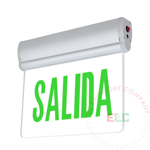 The Exit Light Co. - SALIDA Edge Lit Green LED Exit Sign | Surface Mount | Adjustable Angle