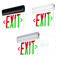 Edge Lit Universal Red and Green LED Exit Sign | Adjustable Angle | Wall, Ceiling, and Side Mount