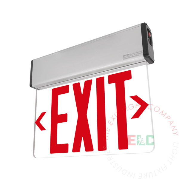 Aluminum Edge Lit Red LED Exit Sign | Surface Mount