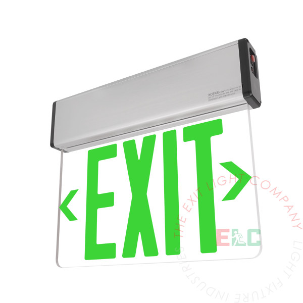 Aluminum Edge Lit Green LED Exit Sign | Surface Mount