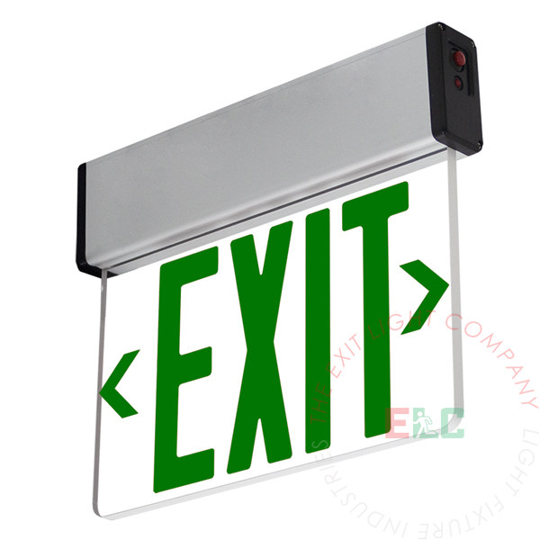 The Exit Light Co. - Aluminum Edge Lit Green LED Exit Sign | Surface Mount